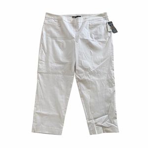 Zac & Rachel Pants White Capri Cropped Ultimate Fit 24W Stretch Coastal Beach